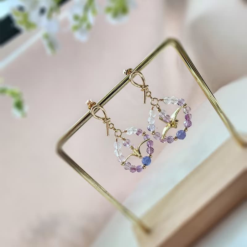 醉入藍花楹 | 丹泉石 紫水晶 天然水晶手鍊 彈性鍊 可改磁扣延長