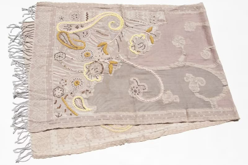 喀什米爾Cashmere/水煮羊毛披肩/針織圍巾/刺繡圍巾/羊絨披巾-花