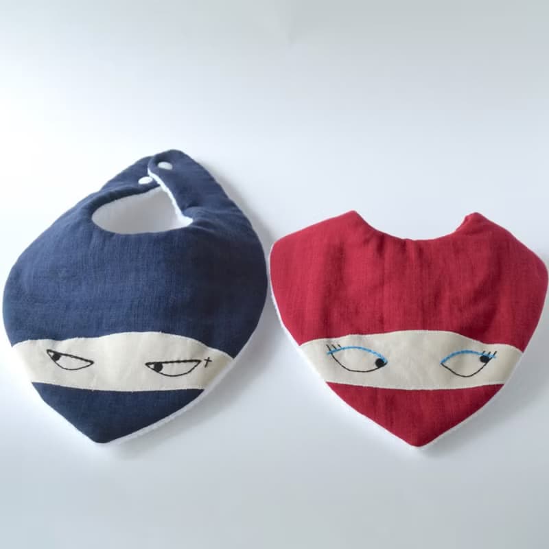 忍者-日本眼罩和圍兜 爸爸寶寶 ２件組 嬰兒禮品/彌月禮盒
