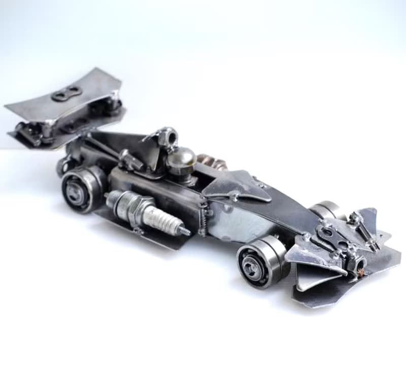 One-Of-A-Kind Gift, Formula One F1  Scrap metal sculpture, Wow gift for Dad