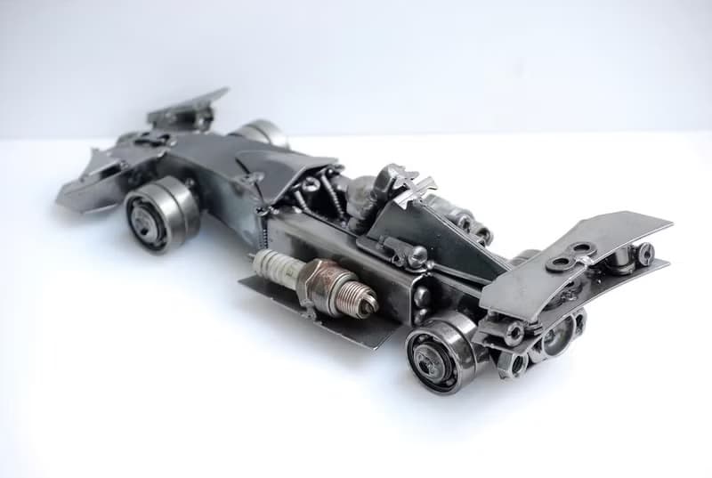 One-Of-A-Kind Gift, Formula One F1  Scrap metal sculpture, Wow gift for Dad