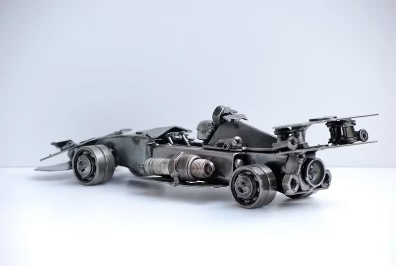 One-Of-A-Kind Gift, Formula One F1  Scrap metal sculpture, Wow gift for Dad