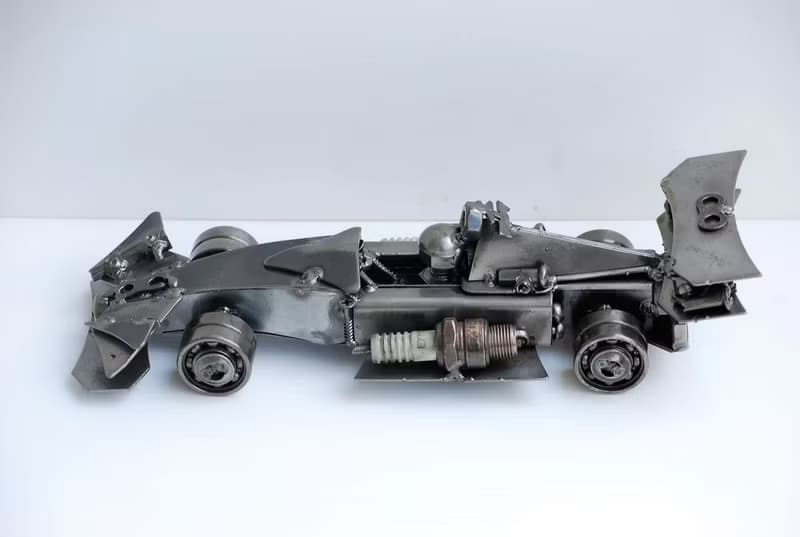 One-Of-A-Kind Gift, Formula One F1  Scrap metal sculpture, Wow gift for Dad