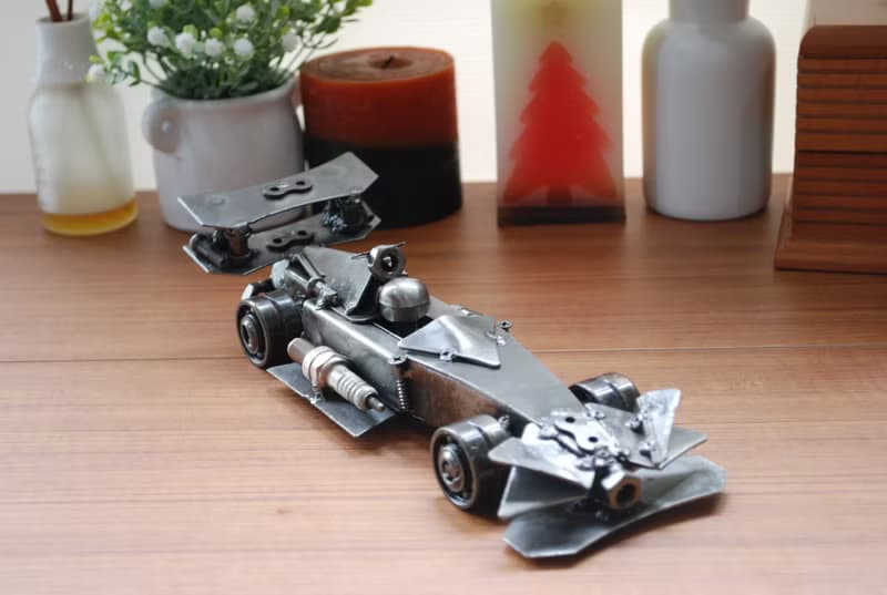 One-Of-A-Kind Gift, Formula One F1  Scrap metal sculpture, Wow gift for Dad