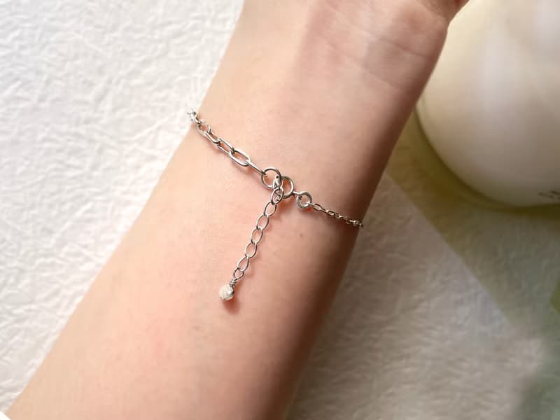 Found.Myth 象徵友誼和愛情天然月光石 綠松石 純銀手鏈 可碰水