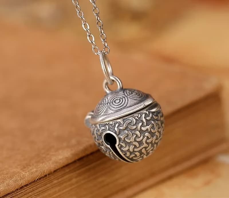 Can Ring Real Bell Pendants for Women Totem Pattern Vintage Ball Necklaces