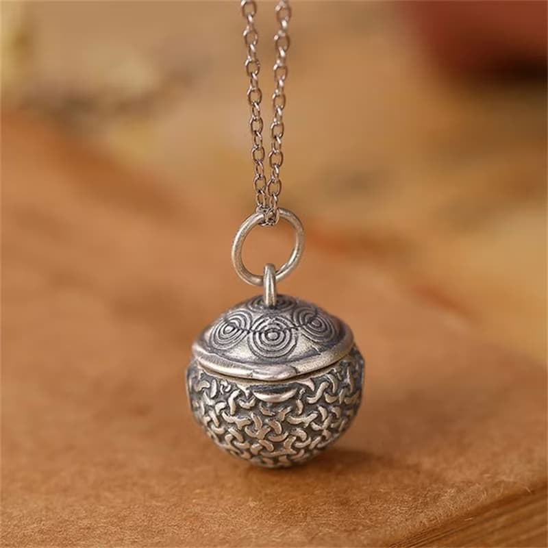 Can Ring Real Bell Pendants for Women Totem Pattern Vintage Ball Necklaces