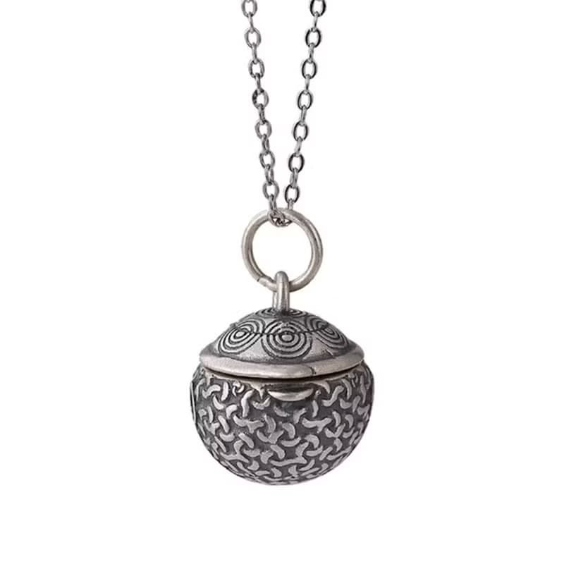 Can Ring Real Bell Pendants for Women Totem Pattern Vintage Ball Necklaces