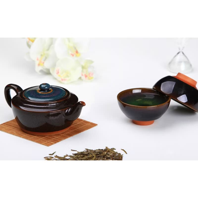 天目曜變3入禮盒-藍(壺+2杯)