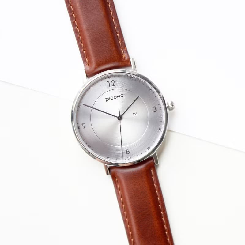 【PICONO】Apple Watch適用-棕色真皮快拆錶帶/玫瑰金色錶扣