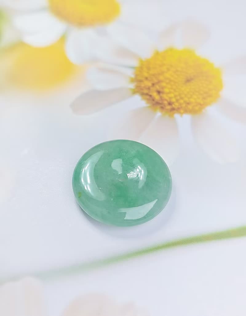 招財•順利•圓滿|馬卡龍冰綠平安扣|緬甸A翡翠純銀吊墜項鏈