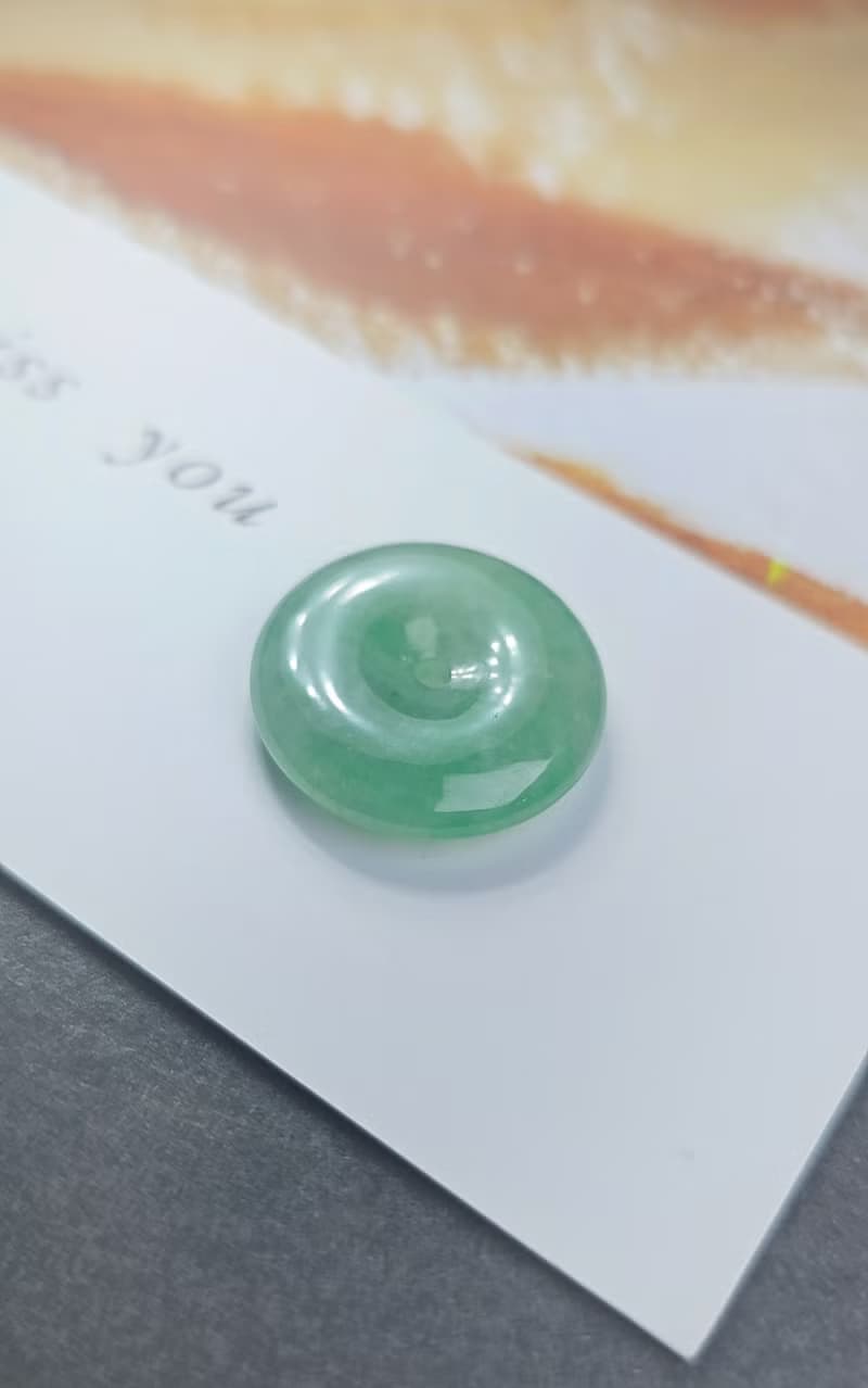 招財•順利•圓滿|馬卡龍冰綠平安扣|緬甸A翡翠純銀吊墜項鏈