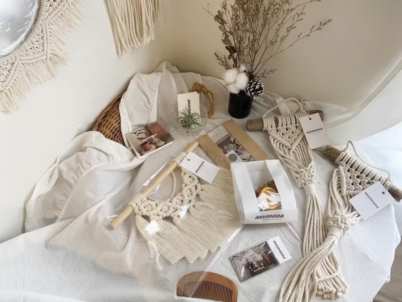 Macrame  波希米亞 交叉 花紋 流蘇 編織 掛飾
