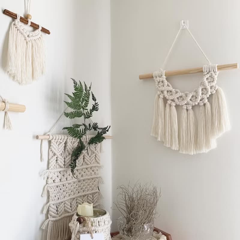 Macrame  波希米亞 交叉 花紋 流蘇 編織 掛飾