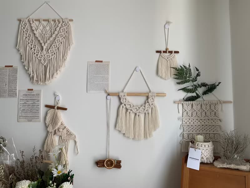 Macrame  波希米亞 交叉 花紋 流蘇 編織 掛飾