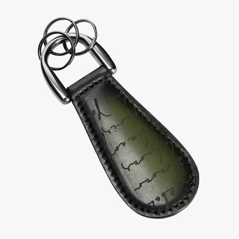聖誕禮物真皮便攜式鞋拔復古擦色鑰匙扣shoehorn鑰匙圈Keyholder