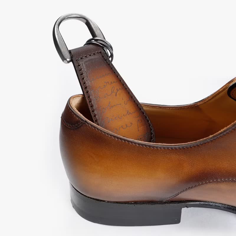 聖誕禮物真皮便攜式鞋拔復古擦色鑰匙扣shoehorn鑰匙圈Keyholder