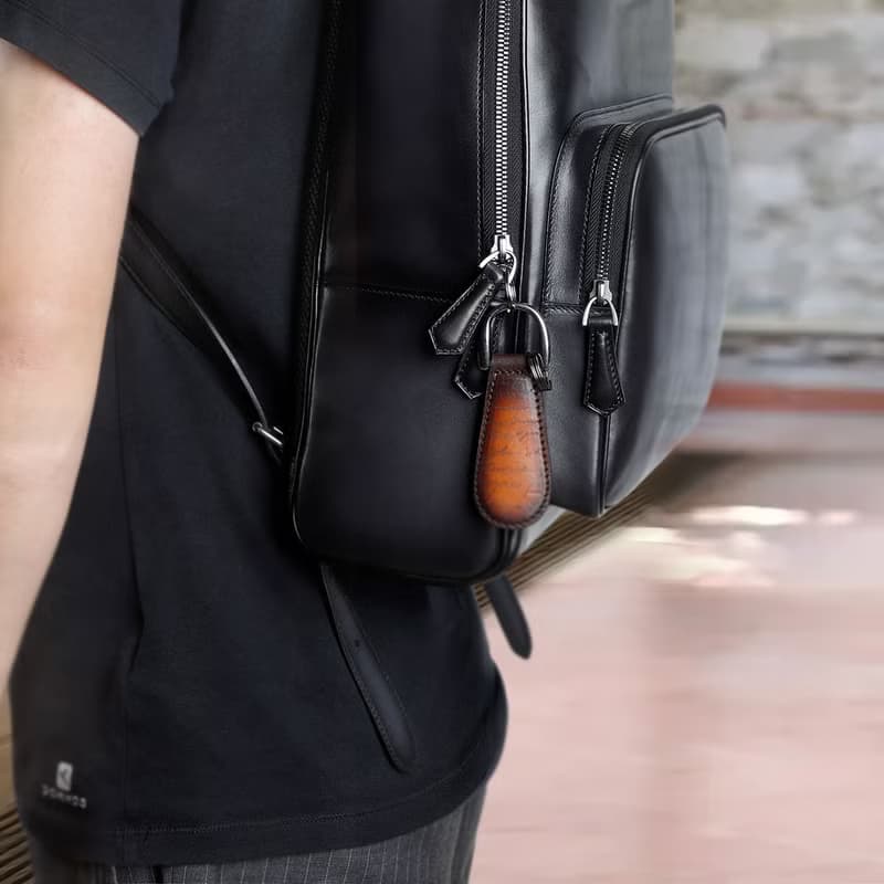 聖誕禮物真皮便攜式鞋拔復古擦色鑰匙扣shoehorn鑰匙圈Keyholder