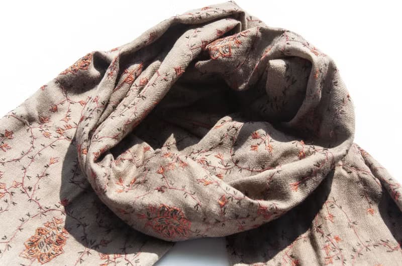 喀什米爾Cashmere/羊絨圍巾/純羊毛圍巾披巾/戒指絨披肩-刺繡花朵
