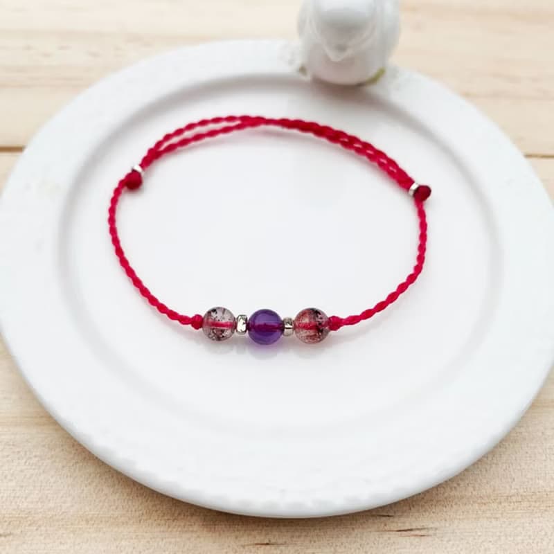 【水晶蠟繩系列】超七| 三輪骨幹水晶| 脈輪  蠟繩手鍊 |大員囡仔