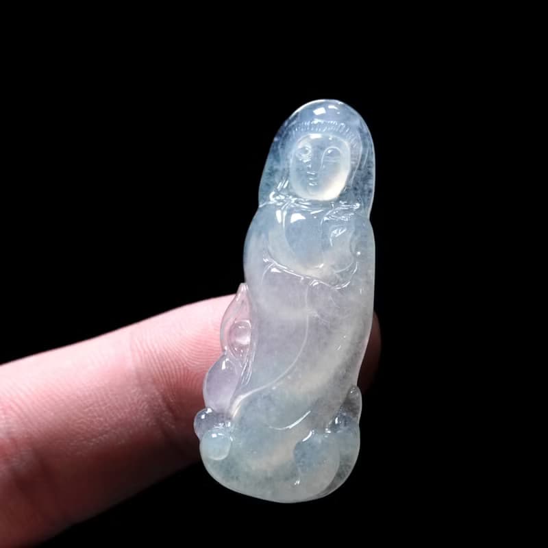 冰種翡翠精雕觀音菩薩 | 天然緬甸玉A貨翡翠 | 送禮