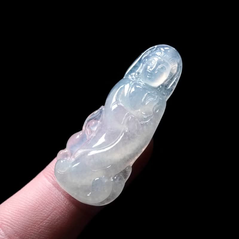 冰種翡翠精雕觀音菩薩 | 天然緬甸玉A貨翡翠 | 送禮