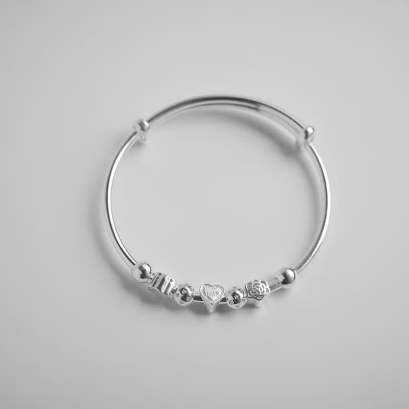 999純銀 親子愛心手鐲 兒童手鐲 周歲禮物 彌月禮盒 親子手鐲