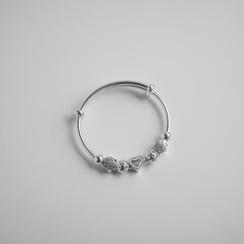 999純銀 親子愛心手鐲 兒童手鐲 周歲禮物 彌月禮盒 親子手鐲