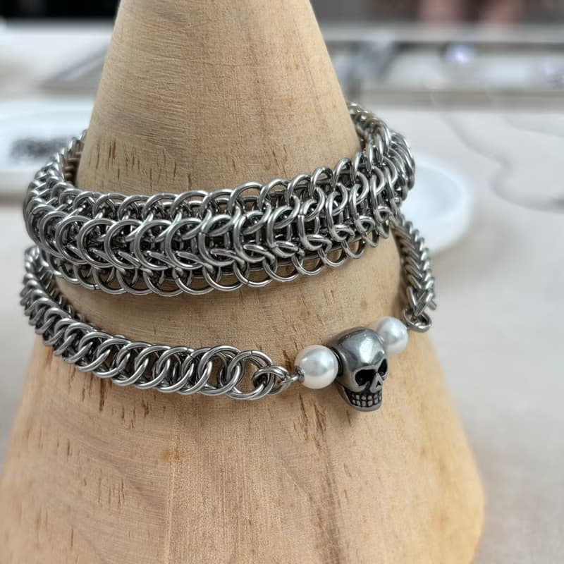 珍珠骷髏 不鏽鋼手鍊 手環