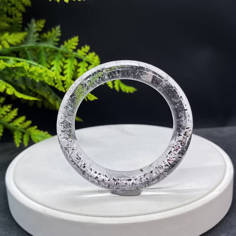 高品 美國閃靈鉆共生白草莓手鐲 53MM 透體彩虹星光 赫爾基蒙水晶