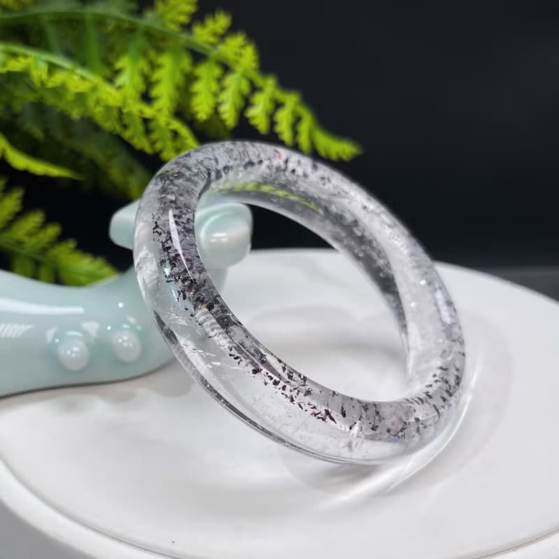 高品 美國閃靈鉆共生白草莓手鐲 53MM 透體彩虹星光 赫爾基蒙水晶