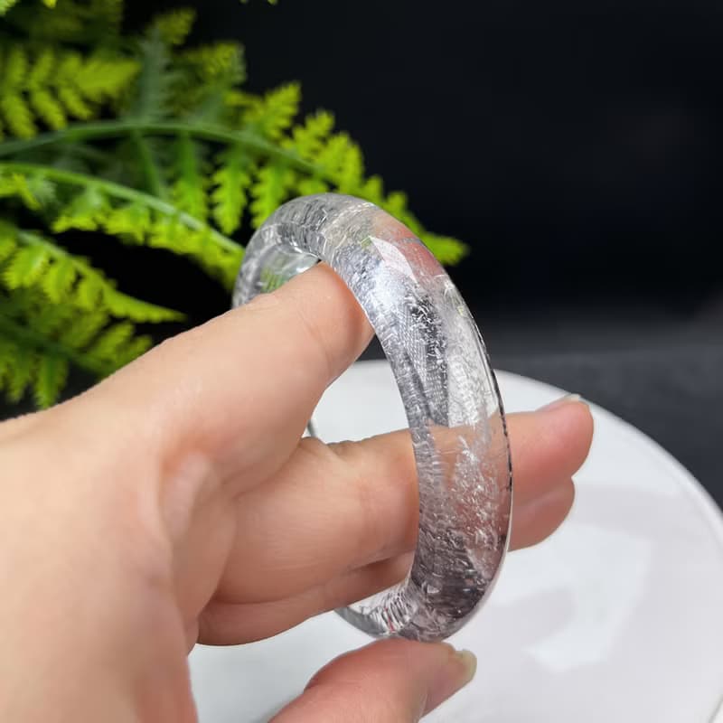 高品 美國閃靈鉆共生白草莓手鐲 53MM 透體彩虹星光 赫爾基蒙水晶