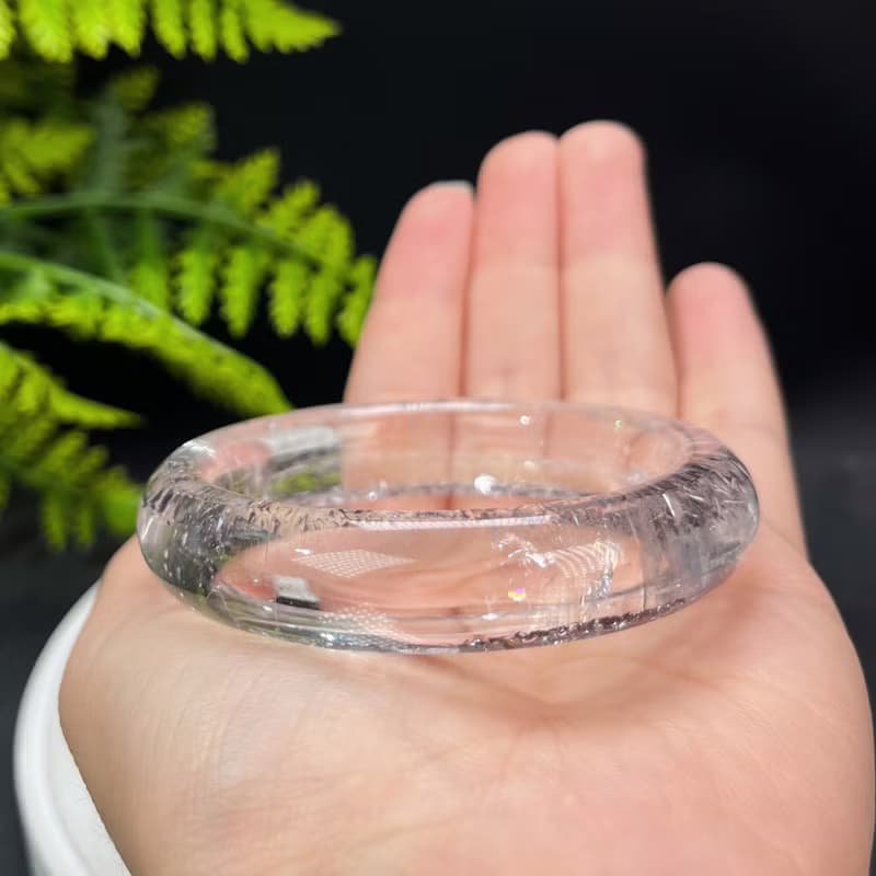 高品 美國閃靈鉆共生白草莓手鐲 53MM 透體彩虹星光 赫爾基蒙水晶