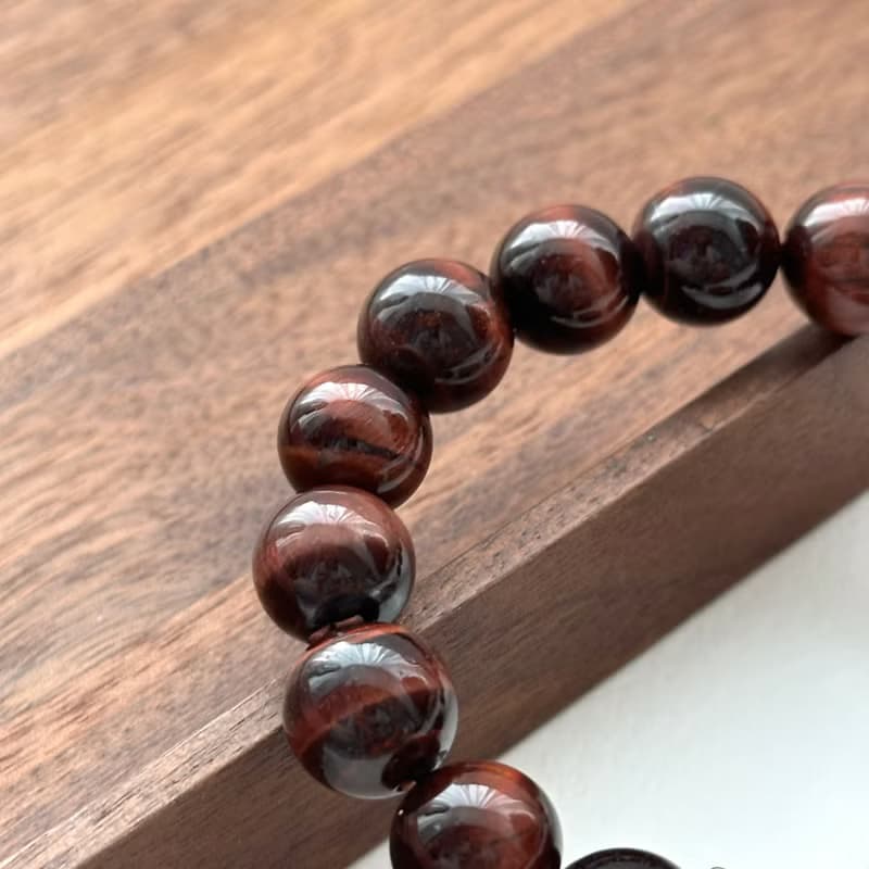 【雙子座生辰石】紅虎眼14k齒輪鍍金手鏈 熱情勇敢 克服膽怯