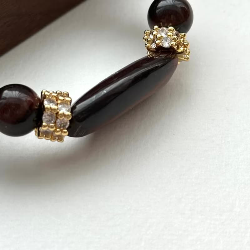 【雙子座生辰石】紅虎眼14k齒輪鍍金手鏈 熱情勇敢 克服膽怯