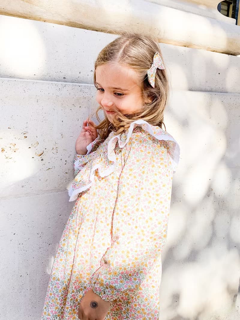 英國LIBERTY FABRICS蝴蝶結手工兒童波波髮夾2入 - Wiltshire Bud