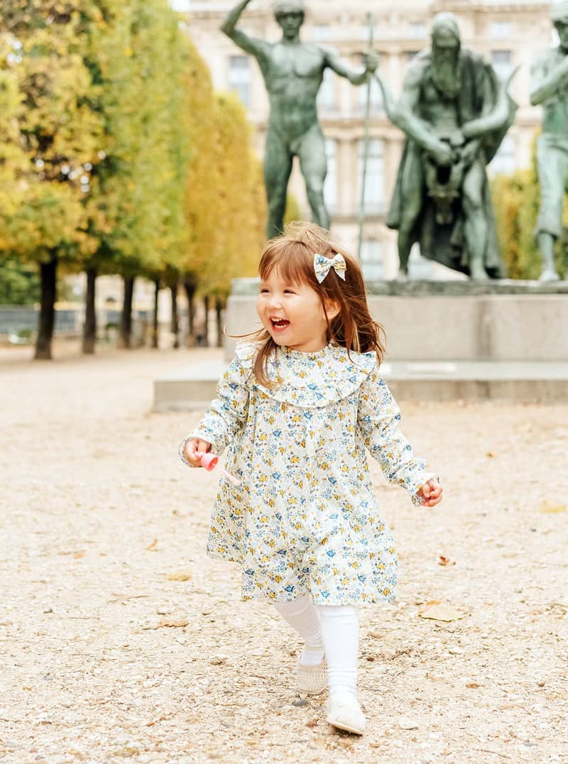 英國LIBERTY FABRICS蝴蝶結手工兒童波波髮夾2入 - Wiltshire Bud