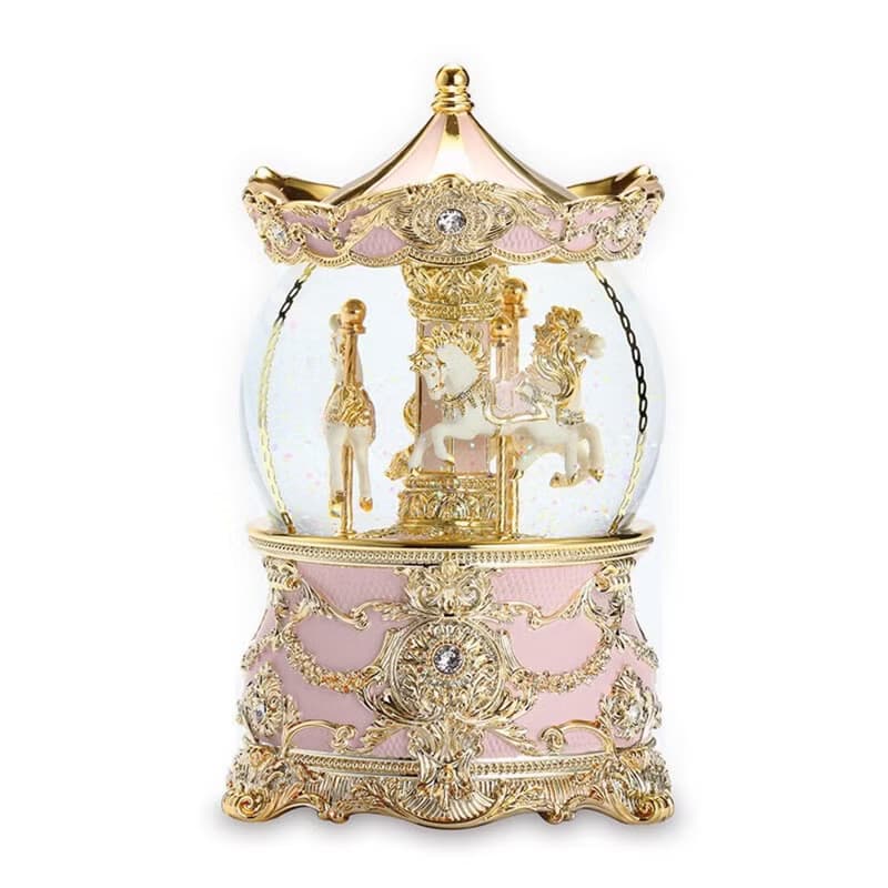 浪漫粉金旋轉木馬(燈光)水晶球音樂盒遇見孫燕姿聖誕情人節彌月禮