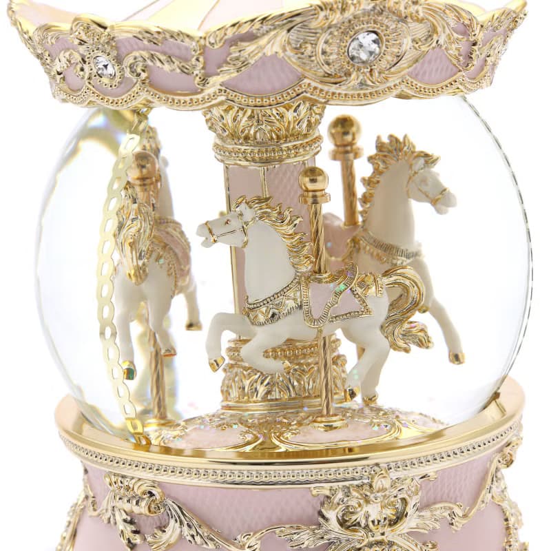 浪漫粉金旋轉木馬(燈光)水晶球音樂盒遇見孫燕姿聖誕情人節彌月禮