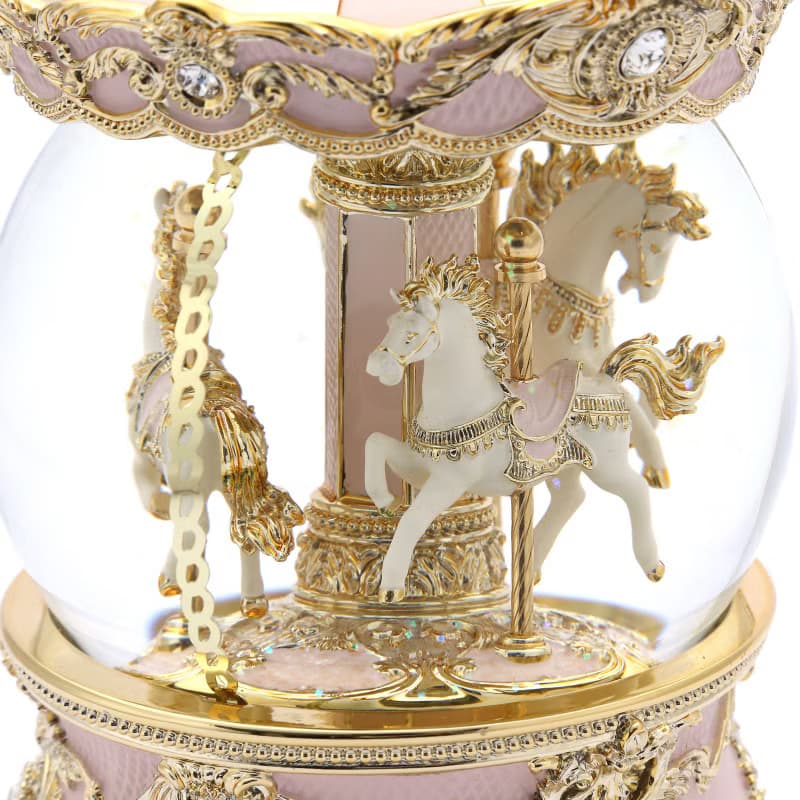 浪漫粉金旋轉木馬(燈光)水晶球音樂盒遇見孫燕姿聖誕情人節彌月禮