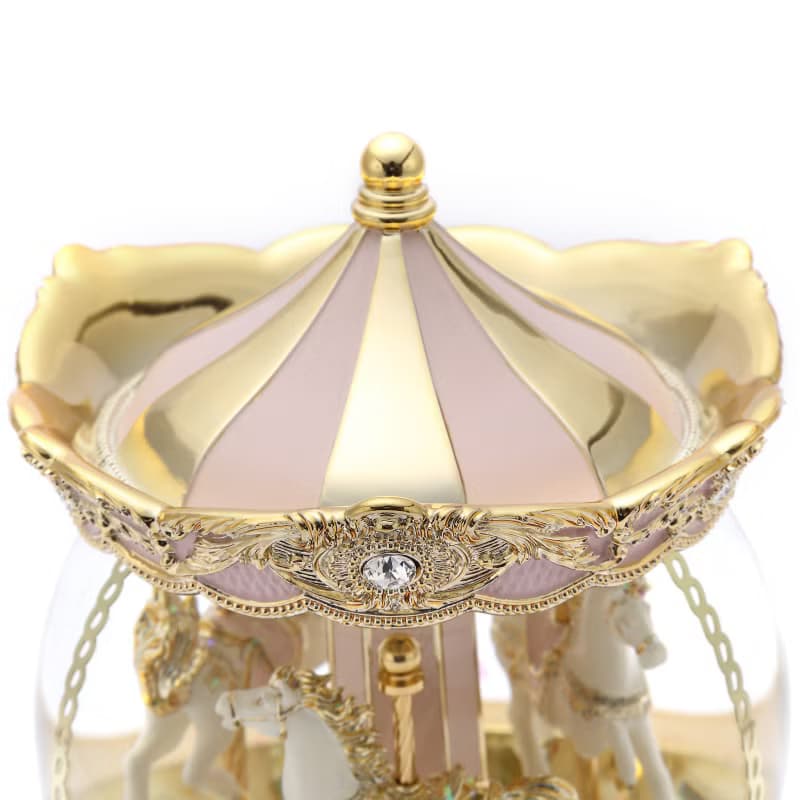 浪漫粉金旋轉木馬(燈光)水晶球音樂盒遇見孫燕姿聖誕情人節彌月禮