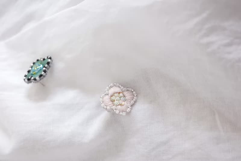 迷人的刺繡耳環材料包 花朵 手縫 刺繡 珠繡 新手ok 影片教學