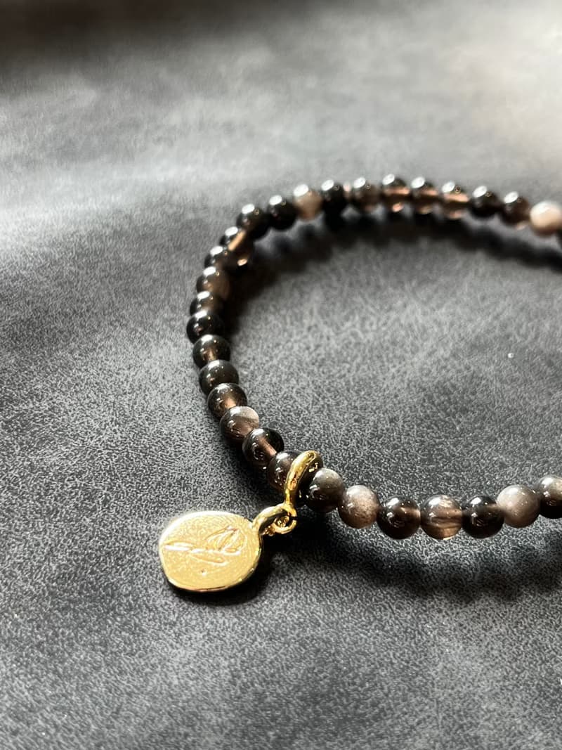 小細。黑曜石 手鍊 黑曜石 手珠 / obsidian オブティシ