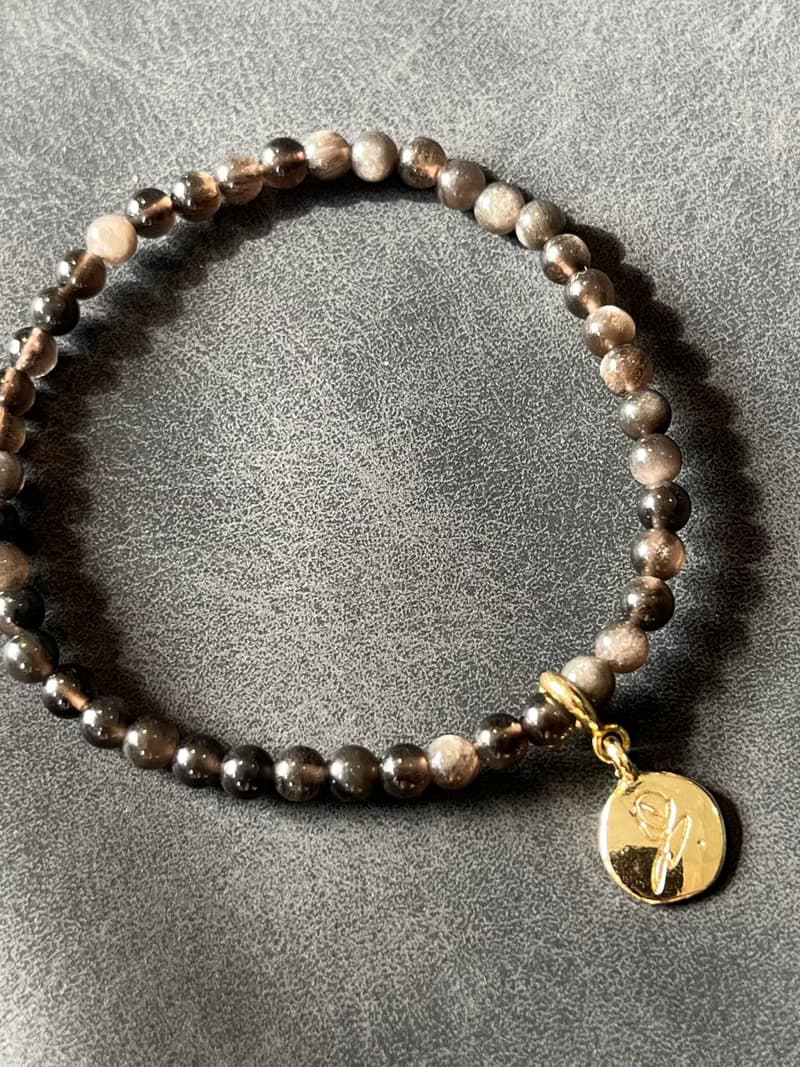 小細。黑曜石 手鍊 黑曜石 手珠 / obsidian オブティシ