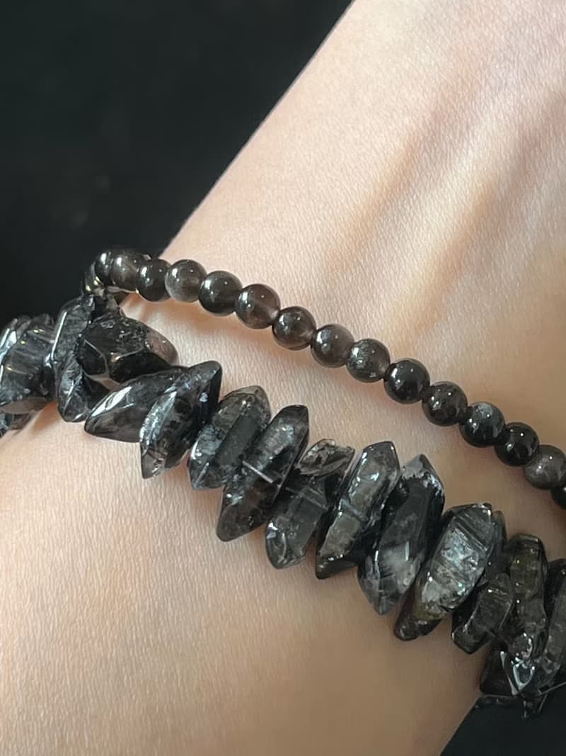 小細。黑曜石 手鍊 黑曜石 手珠 / obsidian オブティシ