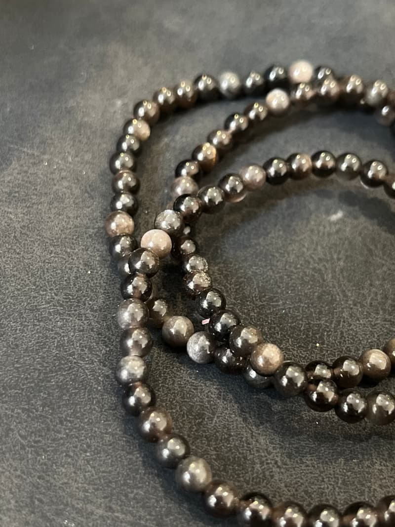 小細。黑曜石 手鍊 黑曜石 手珠 / obsidian オブティシ