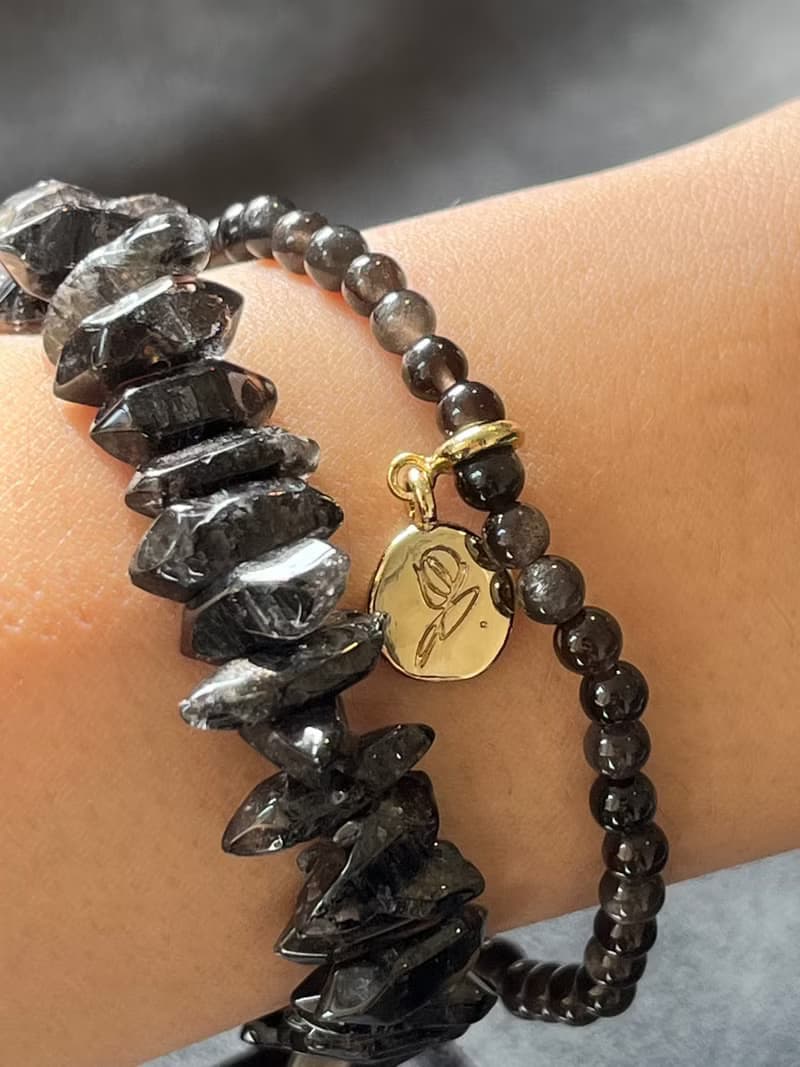 小細。黑曜石 手鍊 黑曜石 手珠 / obsidian オブティシ