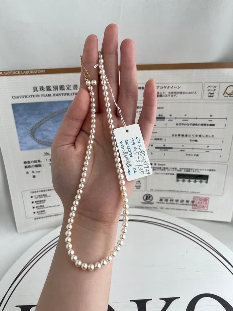 日本直送 珍珠科學研究所 極光皇后鑑定證書 4.5mm Akoya珍珠項鍊
