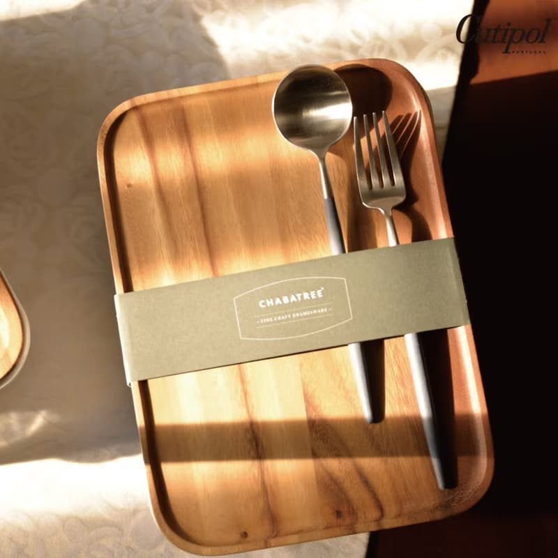 葡萄牙Cutipol 優惠套組Chabatree琺瑯木蓋盒+GOA藍柄點心組