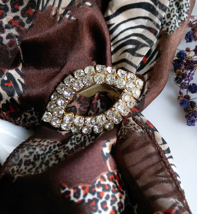 【西洋古董飾品】氣質 白鑽 馬眼單圈 圍巾夾 絲巾扣 絲巾夾